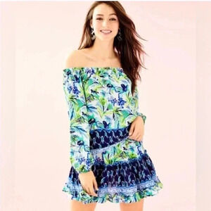 Lilly Pulitzer Lou Lou Floral Off the Shoulder Top & Raya Petal Skirt Women XL